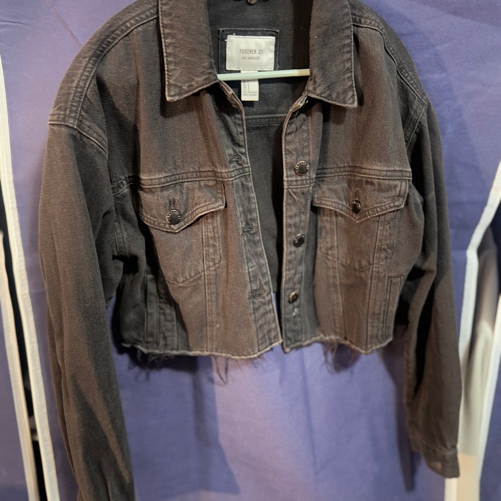 Forever 21 Cropped Black Denim Jacket